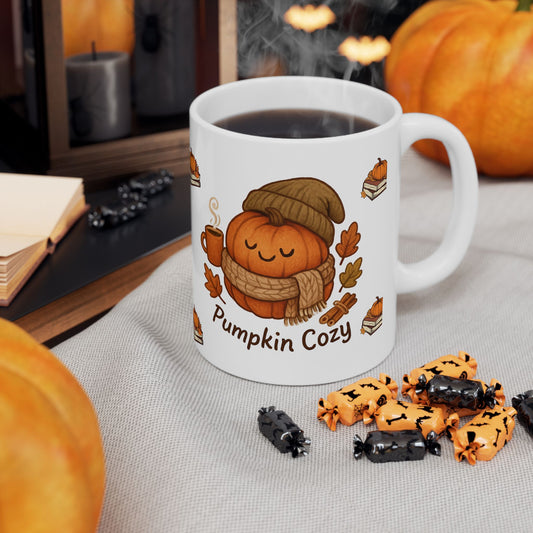 Pumpkin Cozy Ceramic Mug, Cute Fall Drinkware, Halloween Gift, Autumn Coffee Cup, Cozy Decoration, Pumpkin Spice Lovers
