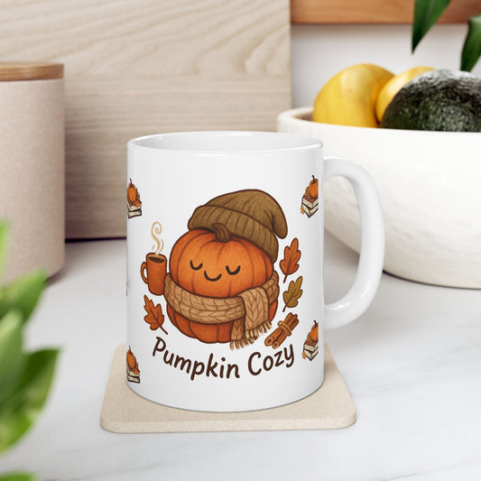 Pumpkin Cozy Ceramic Mug, Cute Fall Drinkware, Halloween Gift, Autumn Coffee Cup, Cozy Decoration, Pumpkin Spice Lovers